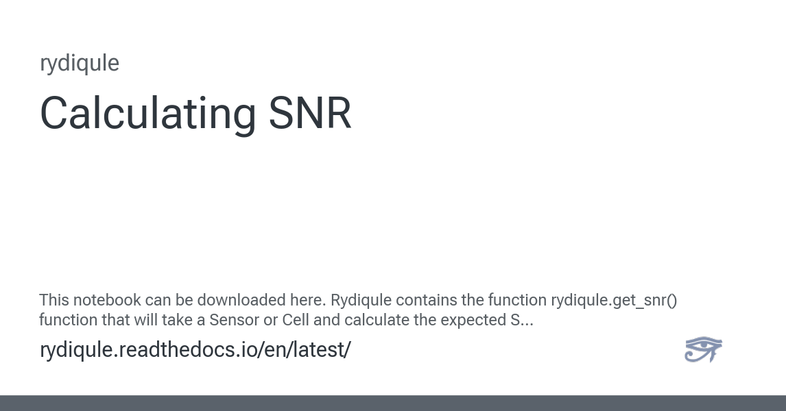 Calculating SNR - rydiqule v2.1.3.dev4